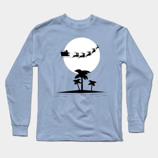 Santa Flying Over a Tropical Island Long Sleeve T-Shirt